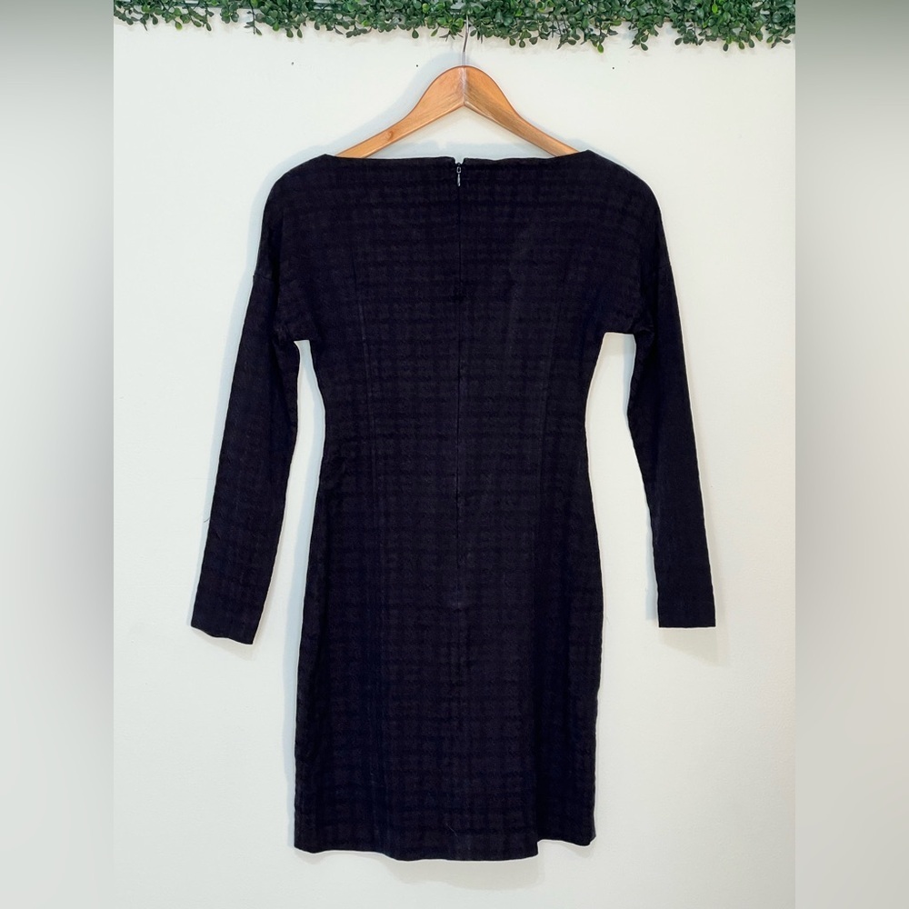 Theory Long Sleeve Houndstooth Jacquard Plaid Sheath Dress Dark Currant S Petite - Picture 5 of 13
